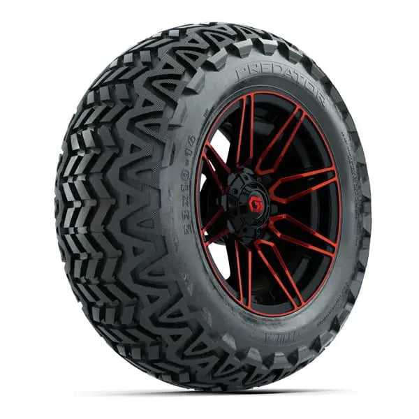 23x10 14" Predator All Terrain Tire mounted on 14x7 Stealth Red and Black Wheel