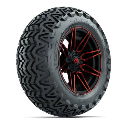 23x10 14" Predator All Terrain Tire mounted on 14x7 Stealth Red and Black Wheel