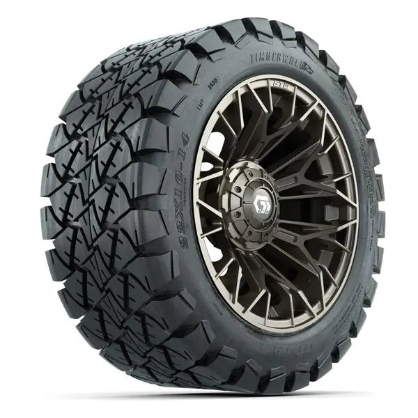 22x10-14 GTW Timberwolf All Terrain Tire mounted on 14x7 Stellar Matte Bronze Wheel