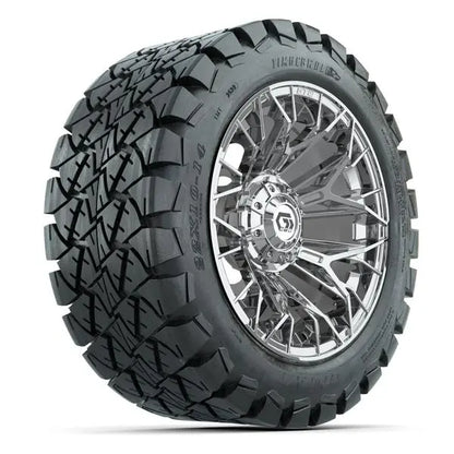 14" GTW Stellar Chrome Wheels with Lifted Golf Cart Tire