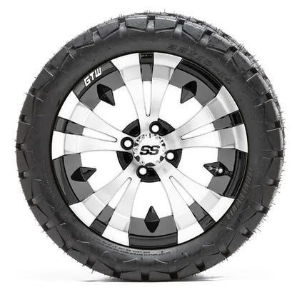 22x10-14 GTW Timberwolf All Terrain Tire mounted on 14x7 Vampire Machined and Black Wheel