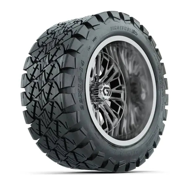 14" GTW Viper Wide Chrome Wheels with Lifted Golf Cart Tire