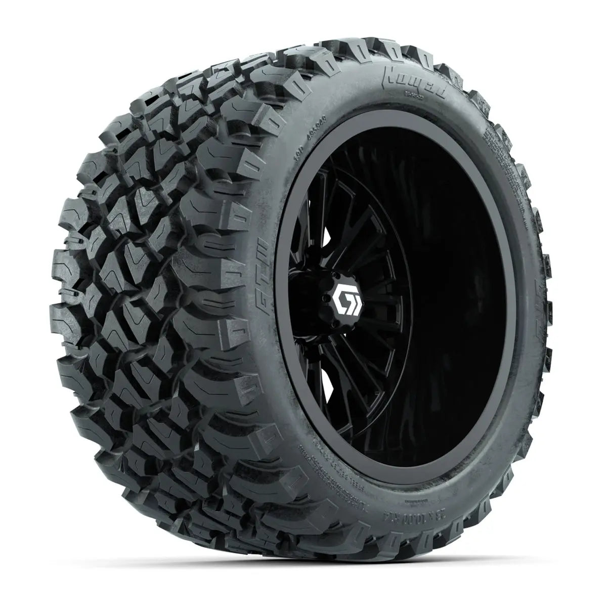 14" GTW Viper Wide Gloss Black Wheels with Lifted Golf Cart Tire