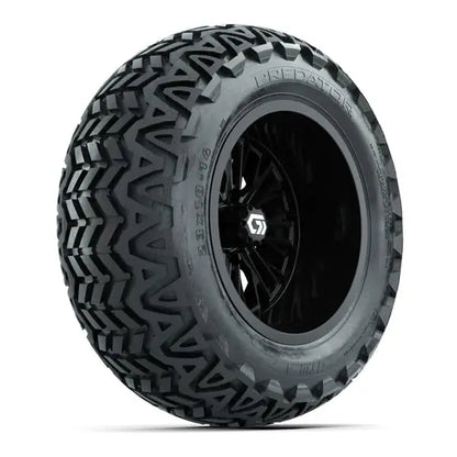 14" GTW Viper Wide Gloss Black Wheels with Lifted Golf Cart Tire
