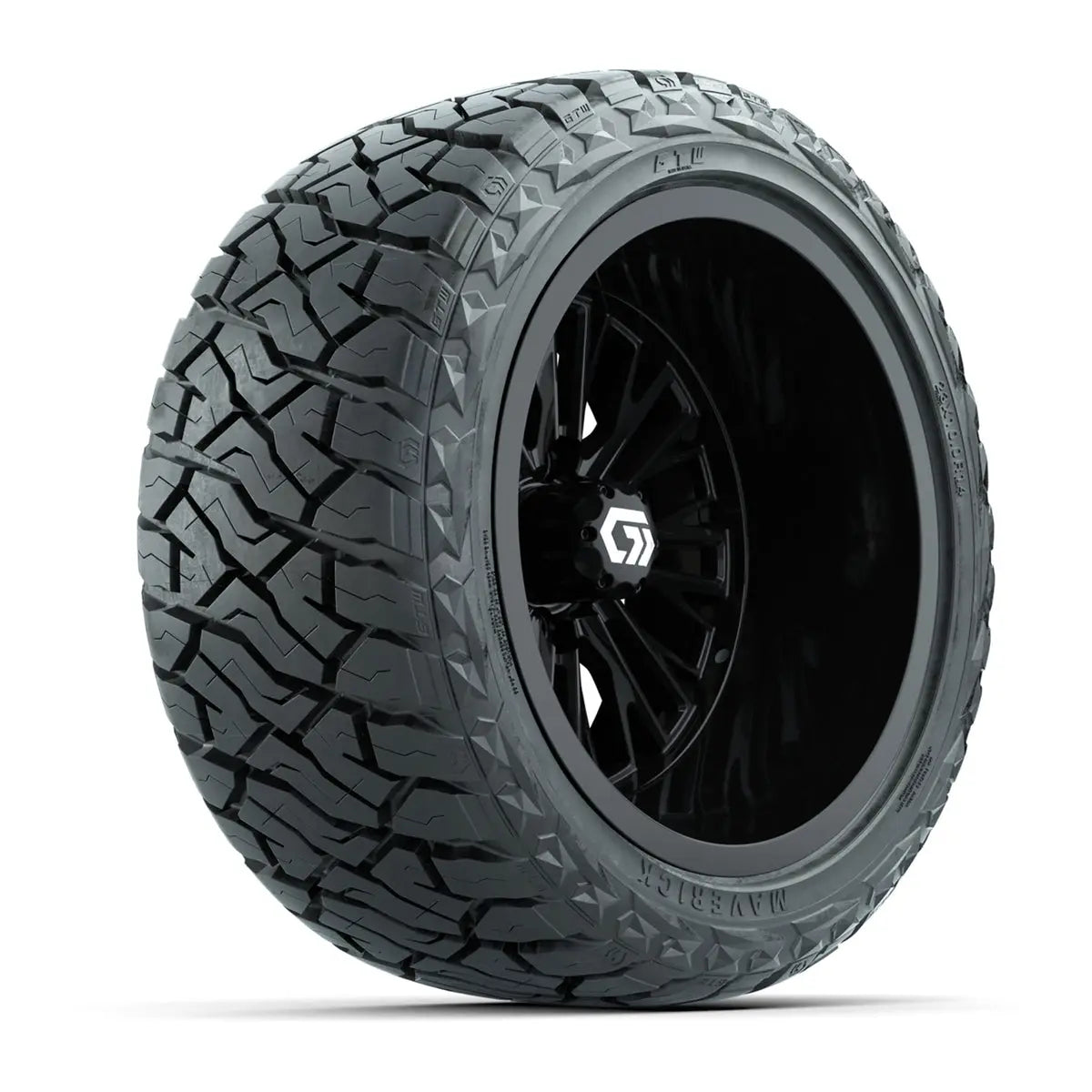 14" GTW Viper Wide Gloss Black Wheels with Lifted Golf Cart Tire