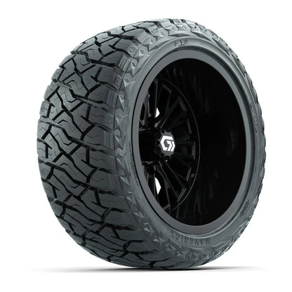 14" GTW Viper Wide Gloss Black Wheels with Lifted Golf Cart Tire