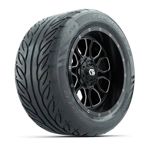 255/45 R14 Fusion GTR Street Tire mounted on 14x7 Volt Machined and Black Wheel
