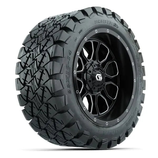 22x10 14" Timberwolf All Terrain Tire mounted on 14x7 Volt Machined and Black Wheel