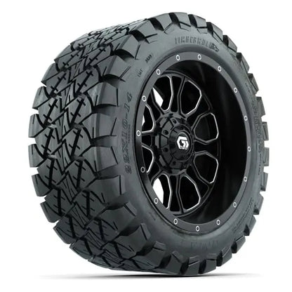 22x10 14" Timberwolf All Terrain Tire mounted on 14x7 Volt Machined and Black Wheel