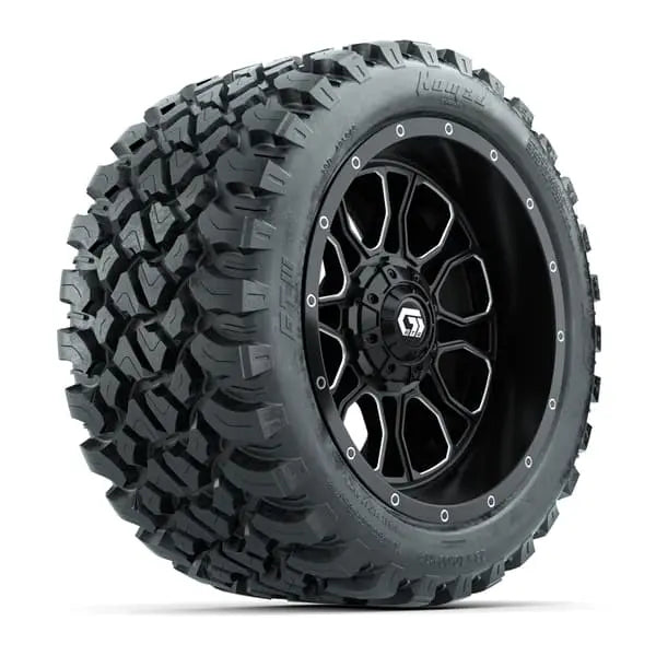 23x10 R14 Nomad Radial All Terrain Tire mounted on 14x7 Volt Machined and Black Wheel