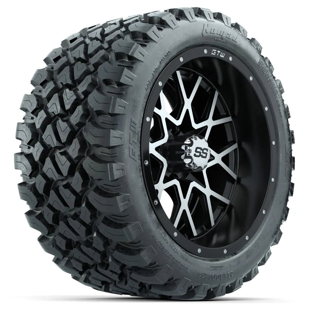 23x10-R14 GTW Nomad Radial All Terrain Tire mounted on 14x7 Vortex Machined and Black Wheel