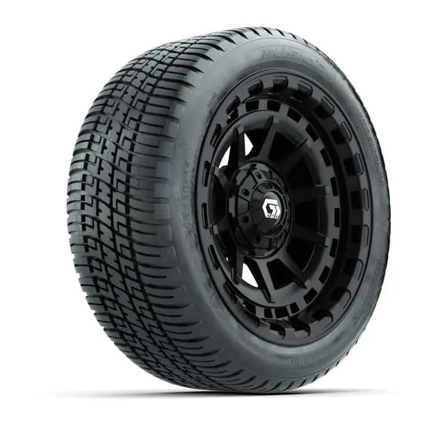 14" GTW Barricade Gloss Black Wheels with Low Profile Golf Cart Tire