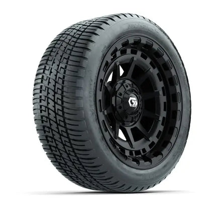 14" GTW Barricade Gloss Black Wheels with Low Profile Golf Cart Tire