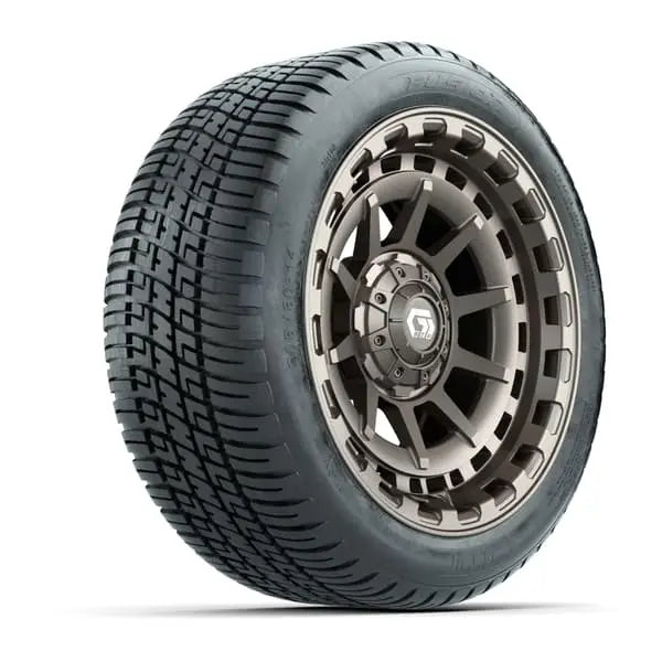 14" GTW Barricade Satin Bronze Wheels with Low Profile Golf Cart Tire