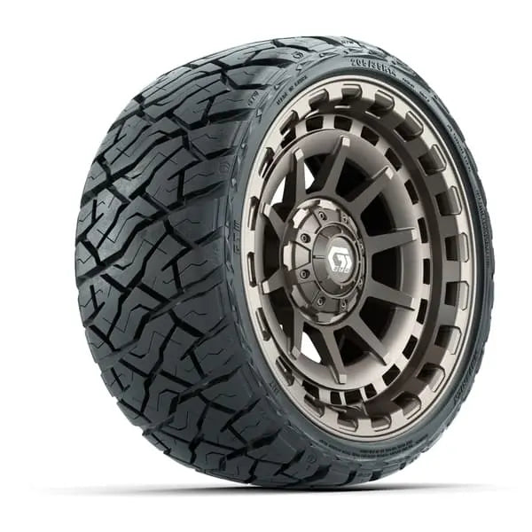 14" GTW Barricade Satin Bronze Wheels with Low Profile Golf Cart Tire