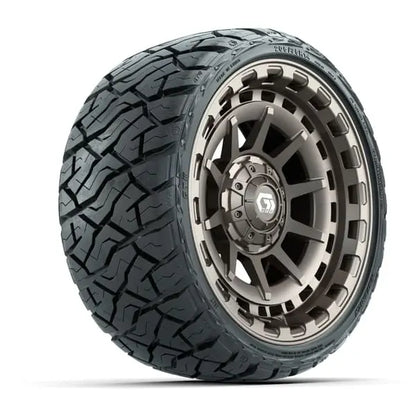 14" GTW Barricade Satin Bronze Wheels with Low Profile Golf Cart Tire
