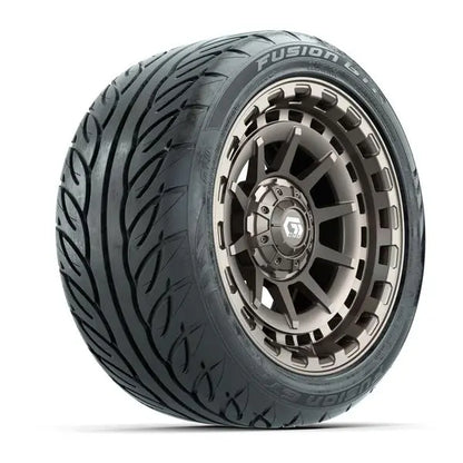 225/40-R14 GTW Fusion GTR Street Tire mounted on 14x7 Barricade Satin Bronze Wheel