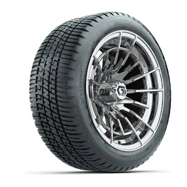 14" GTW Boost Chrome Wheels with Low Profile Golf Cart Tire