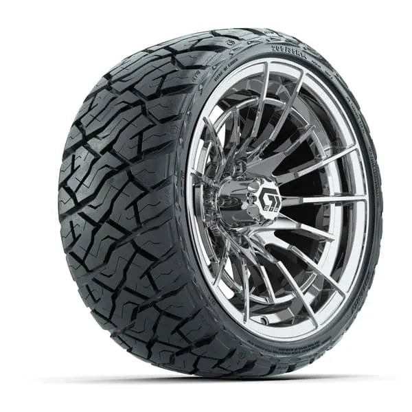 14" GTW Boost Chrome Wheels with Low Profile Golf Cart Tire
