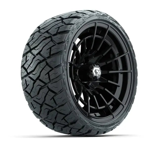 14" GTW Boost Gloss Black Wheels with Low Profile Golf Cart Tire