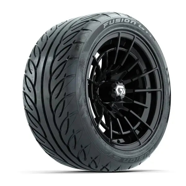 14" GTW Boost Gloss Black Wheels with Low Profile Golf Cart Tire