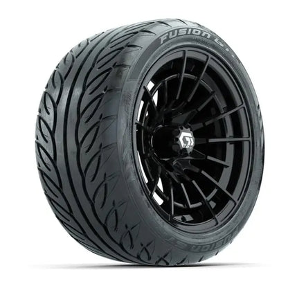 14" GTW Boost Gloss Black Wheels with Low Profile Golf Cart Tire