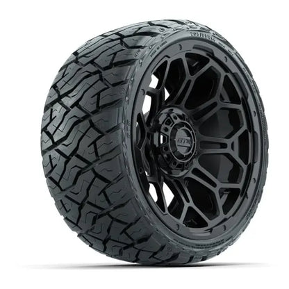 14" GTW Bravo Matte Black Wheels with Low Profile Golf Cart Tire
