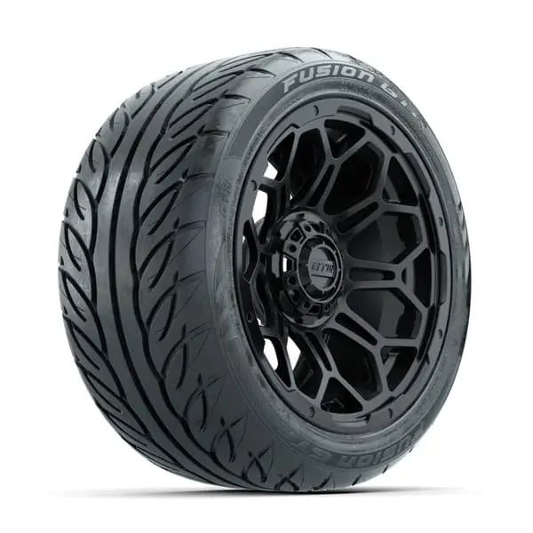 14" GTW Bravo Matte Black Wheels with Low Profile Golf Cart Tire