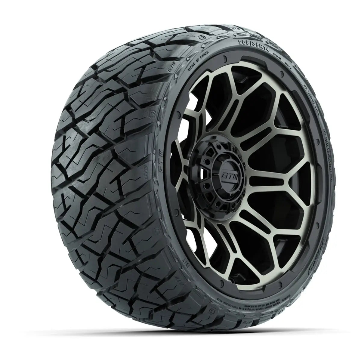 14" GTW Bravo Matte Bronze Wheels with Low Profile Golf Cart Tire