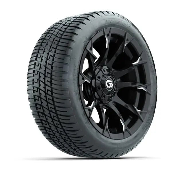 14" GTW Diablo Machined Black Wheels with Low Profile Golf Cart Tire