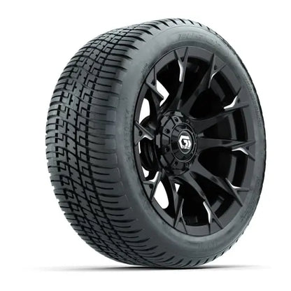 14" GTW Diablo Machined Black Wheels with Low Profile Golf Cart Tire