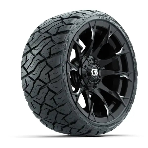 14" GTW Diablo Machined Black Wheels with Low Profile Golf Cart Tire