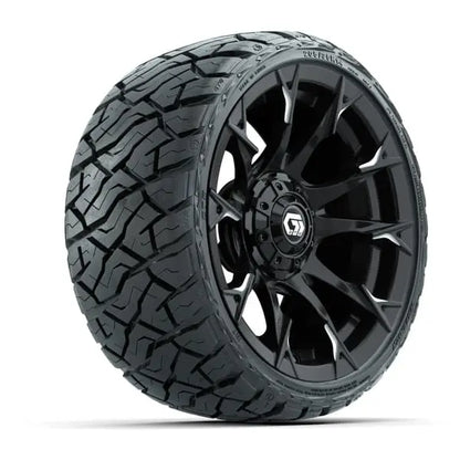 14" GTW Diablo Machined Black Wheels with Low Profile Golf Cart Tire