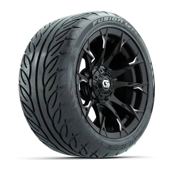 14" GTW Diablo Machined Black Wheels with Low Profile Golf Cart Tire