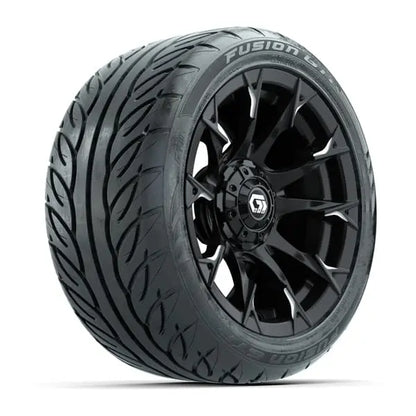 14" GTW Diablo Machined Black Wheels with Low Profile Golf Cart Tire