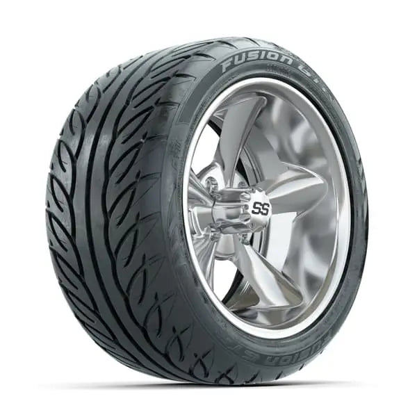 14" GTW Godfather Chrome Wheels with Low Profile Golf Cart Tire