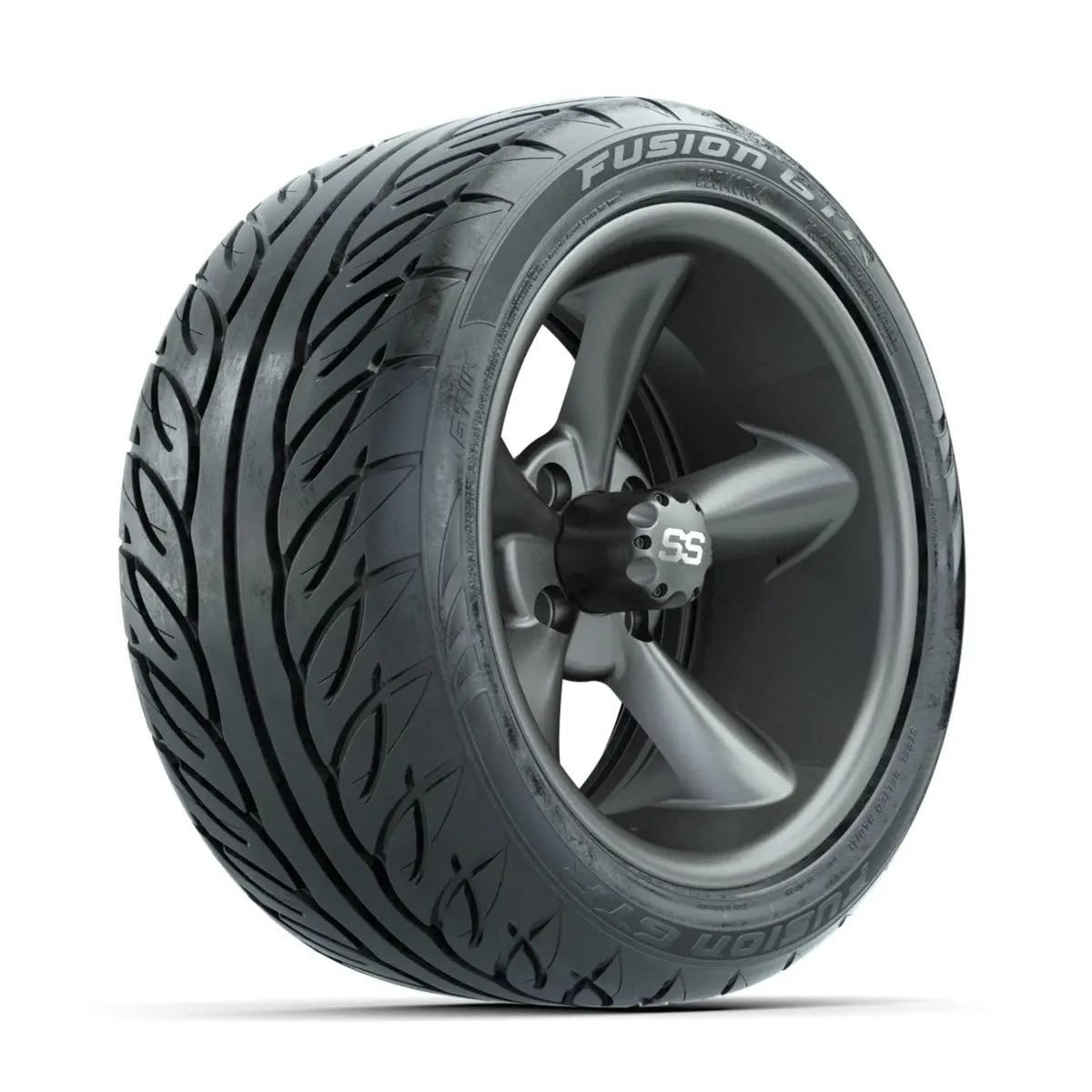 14" GTW Godfather Matte Grey Wheels with Low Profile Golf Cart Tire