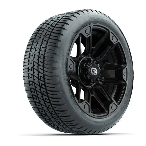 14" GTW Graffiti Gloss Black Wheels with Low Profile Golf Cart Tire