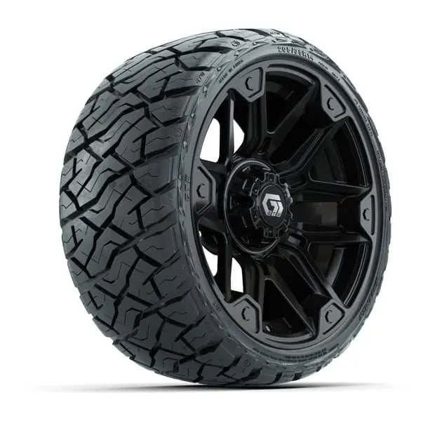 14" GTW Graffiti Gloss Black Wheels with Low Profile Golf Cart Tire