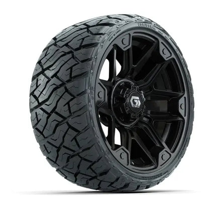 14" GTW Graffiti Gloss Black Wheels with Low Profile Golf Cart Tire