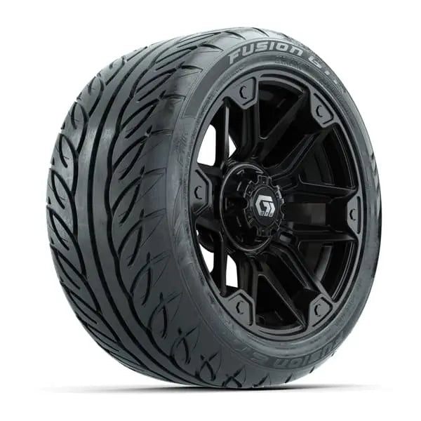 14" GTW Graffiti Gloss Black Wheels with Low Profile Golf Cart Tire