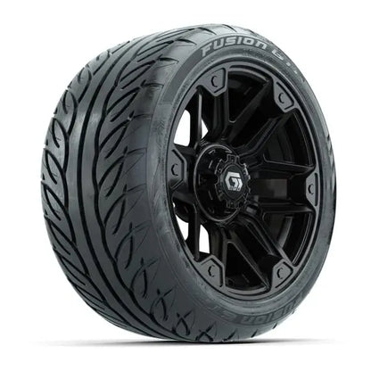 14" GTW Graffiti Gloss Black Wheels with Low Profile Golf Cart Tire