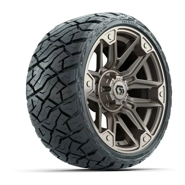14" GTW Graffiti Satin Bronze Wheels with Low Profile Golf Cart Tire