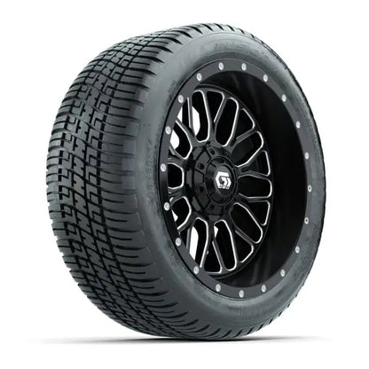 14" GTW Helix Machined Black Wheels with Low Profile Golf Cart Tire