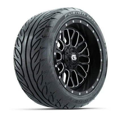14" GTW Helix Machined Black Wheels with Low Profile Golf Cart Tire