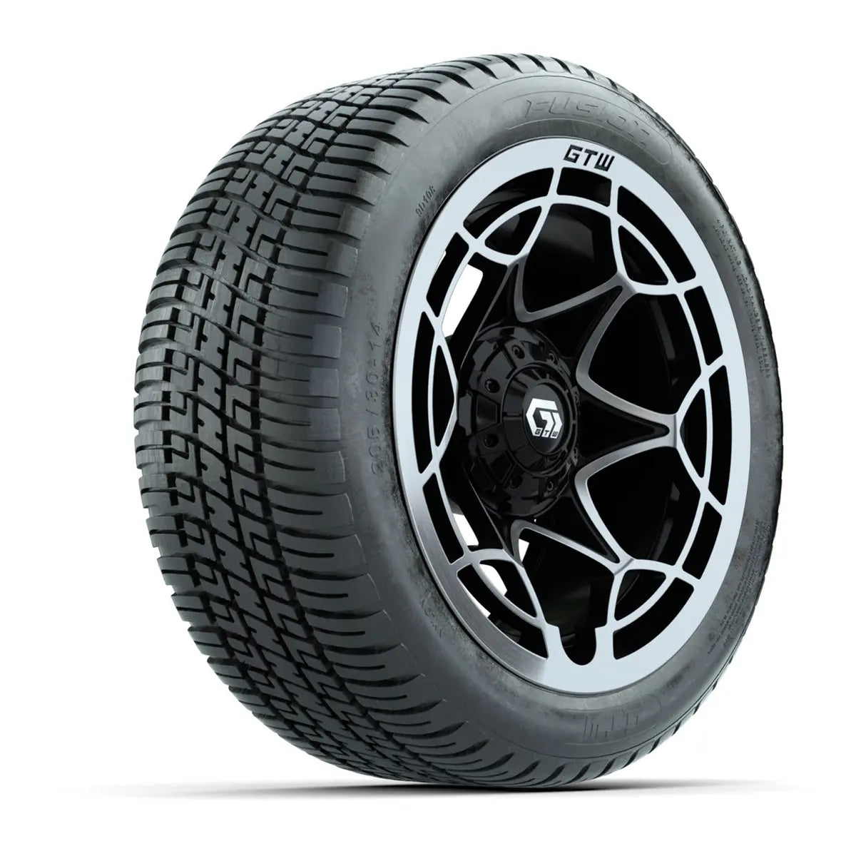 14" GTW Nexus Silver Wheels with Low Profile Golf Cart Tire