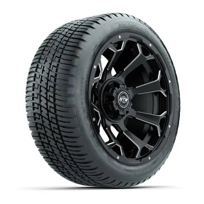 14" GTW Raven Machined Black Wheels with Low Profile Golf Cart Tire