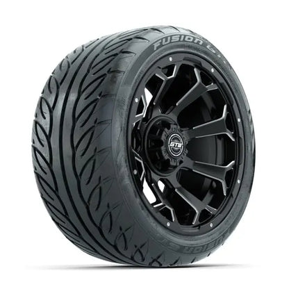14" GTW Raven Machined Black Wheels with Low Profile Golf Cart Tire