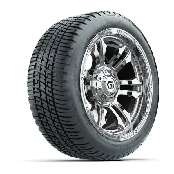 14" GTW Shogun Chrome Wheels with Low Profile Golf Cart Tire
