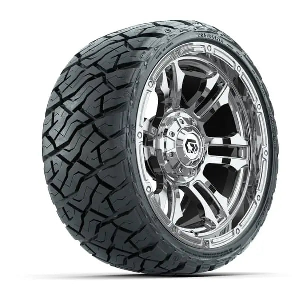 14" GTW Shogun Chrome Wheels with Low Profile Golf Cart Tire